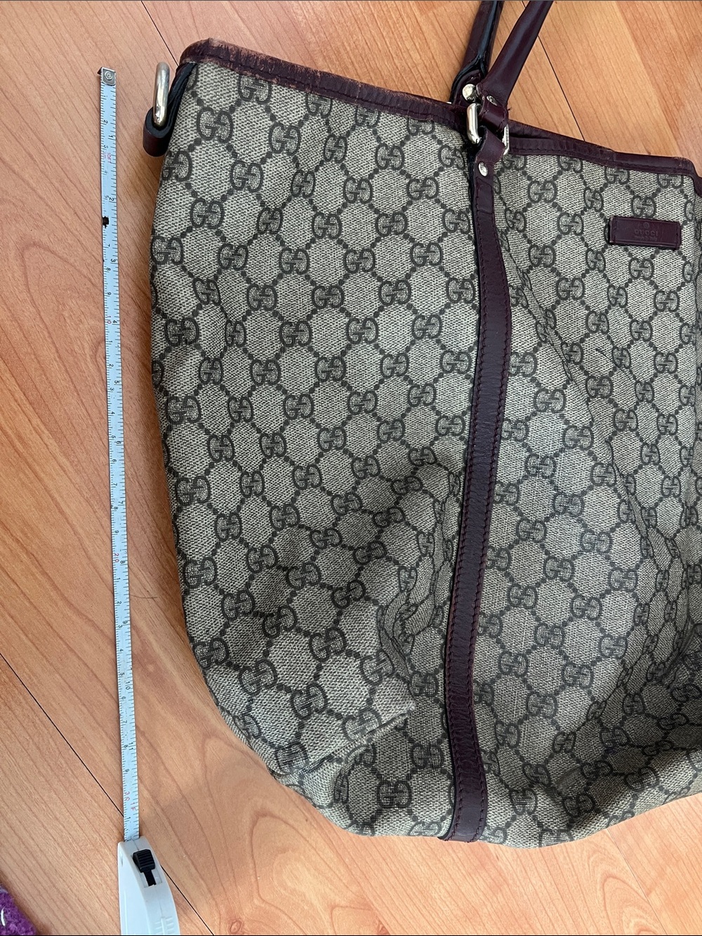 Gucci GG Canvas Tote with Brown Trim - Picture 2 of 13